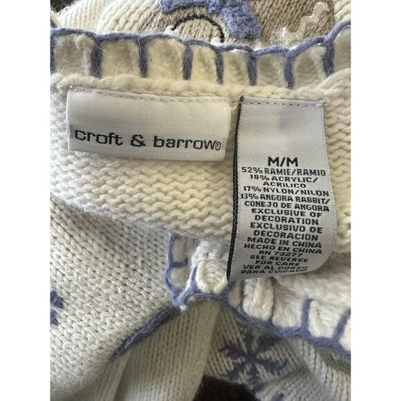 Croft & Barrow Gingerbread Knit Cardigan Sweater Winter Snow Ramie Blend Medium - Picture 13 of 16